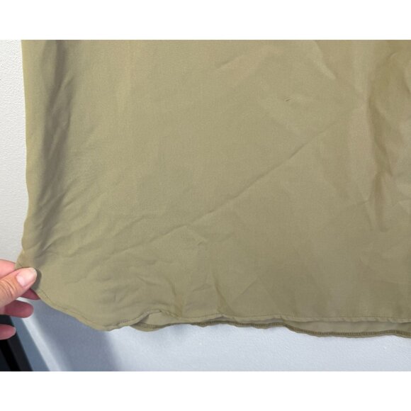 Timeson Womens Chiffon Popover Blouse XL Sage Green V-Neck Flowy Layering - Picture 6 of 12